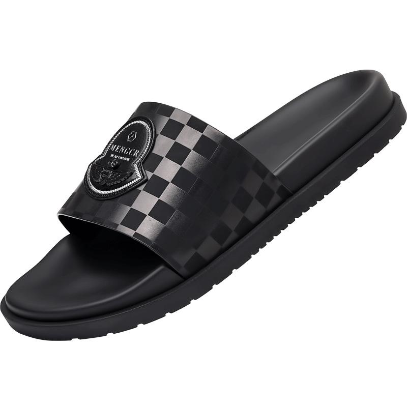 Fashion New Designer Summer Non-slip Slippers Man Fashion Casual Black Flip-flops Male Soft Soled Cow Leather Luxury Shoes Slipper Man