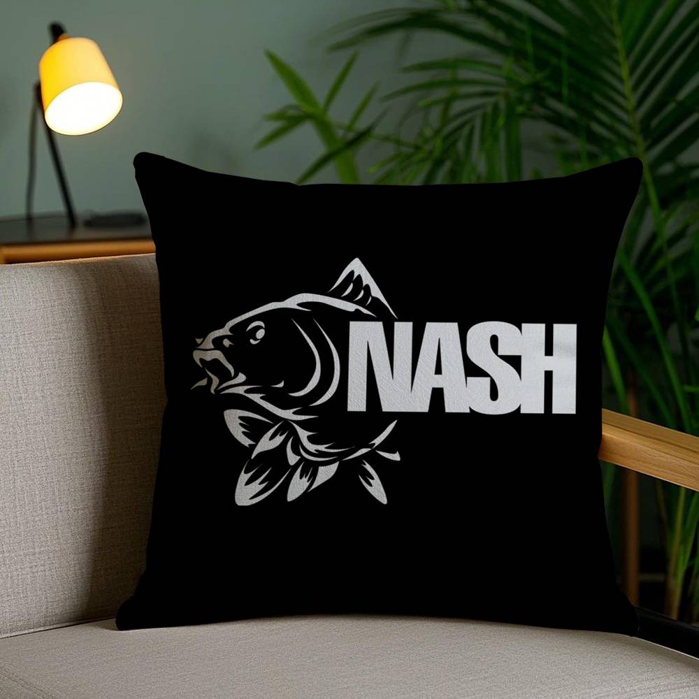 Pillow Case N-Nash Fishing logo Office Sofa Dorm Chair Back Short Plush Double-sided Printing Home Cushion Cover