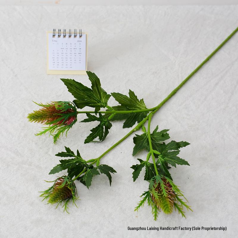 Eryngium 3-Head Artificial Flower for Wedding Decor and Home Arrangements
