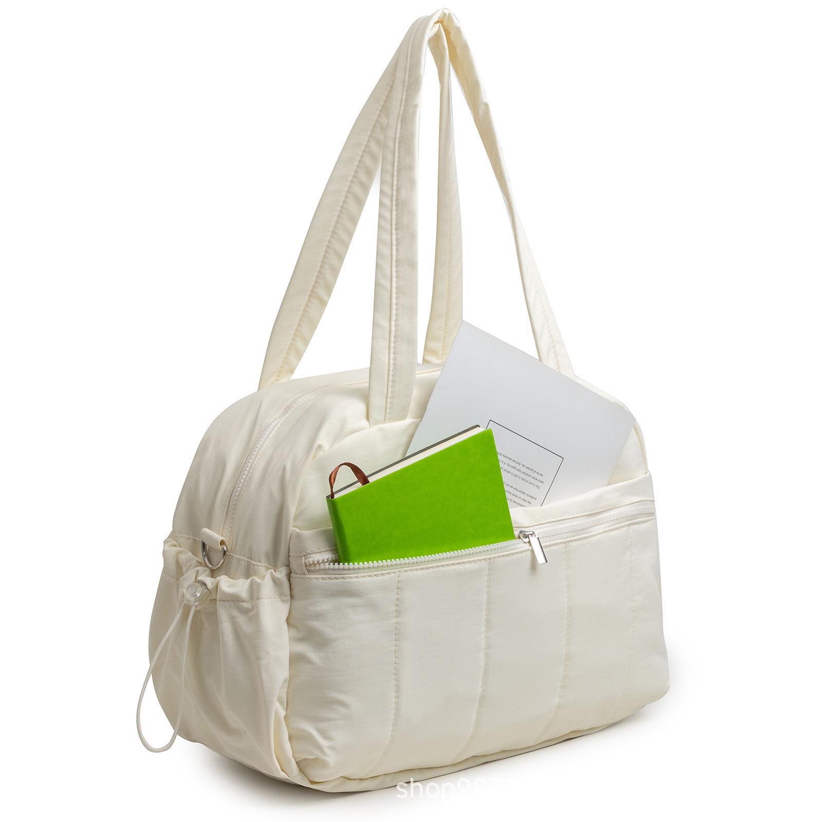 New Women s Large Capacity Quilted Travel Tote Bag with Wet/Dry Separation, Gym Bag бежевый