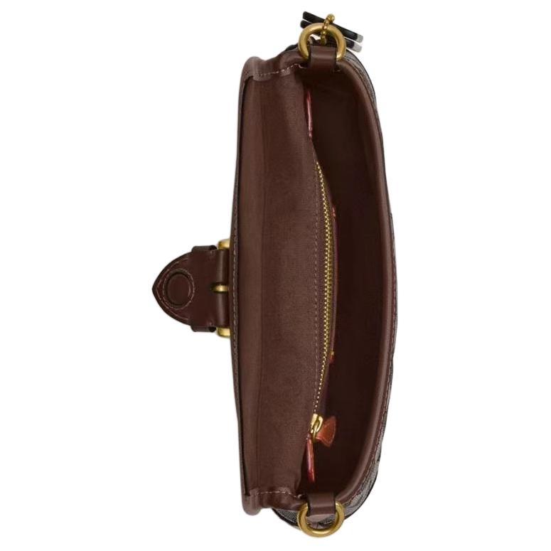 Coach Soho Flap 25 Klassische Monogramm Kettenschultertasche Beschichtetes Canvas und Leder Damen Schultertasche Braun CAN45-B4S0M