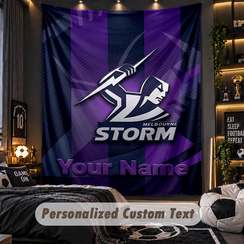 TapestryMelbourne Storm Custom Name Text Personalized Wall Hanging Tapestry Home Wall Decor