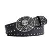 Skull Leather Punk Belt Men Rivet Design With Alloy Buckle For Hip Hop Style
