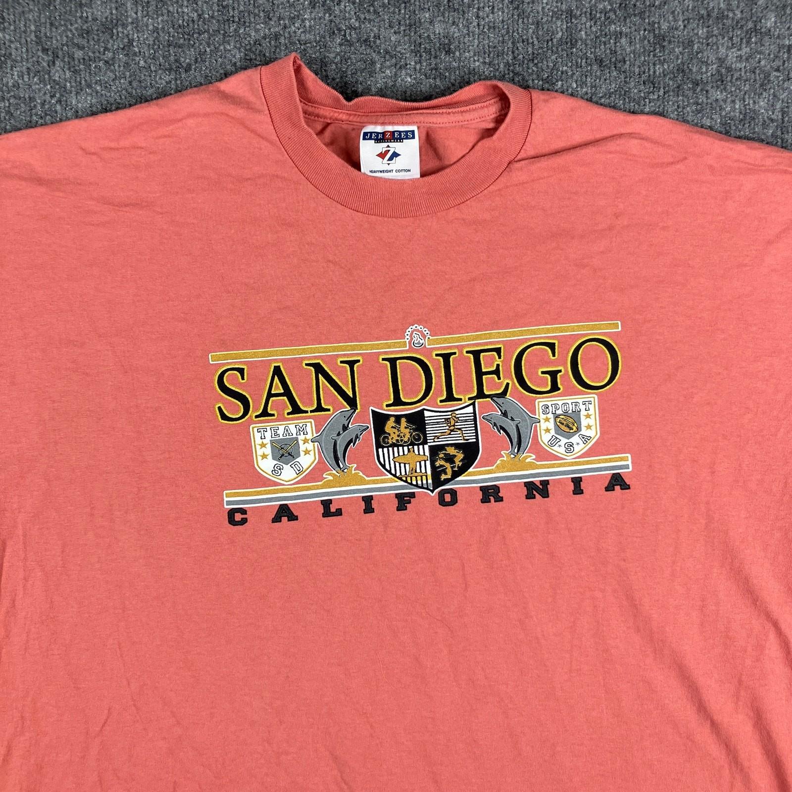 Jerzees T-Shirt Mens 2X Red San Diego California Graphic Heavyweight USA XXXXL