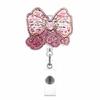 Bow Cherry Acrylic Badge Holder Sparkling Powder Medical Theme Retractable Pull Badge Reel Id Lanyard Name Tag Card Badge Holder