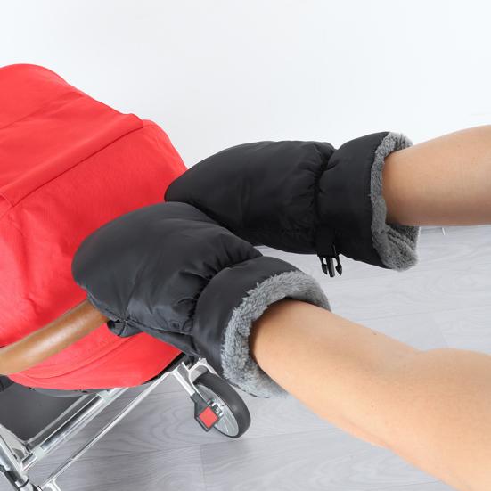 Infant Stroller Gloves Anti-Freeze Warm Muffs Plush Lined Hand Muffs Waterproof Stroller Mittens for Handlebars Cold Weather Stroller Accessories