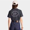 North America Niche Style Retro Sports Style Riding Club Letter Print Charcoal Gray Pure Cotton Short Sleeve T-shirt for Women