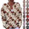 Dammode jultryckt långärmad stickad cardigan jacka med knapp