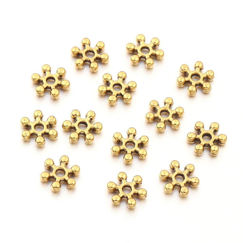 100-200Pcs 4 5 7mm Alloy Flower Spacer Beads For Jewelry Making Snowflake Loose Beads For DIY Bracelet Jewelry Making Supplies