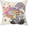 Spring Gnome Flower Pillow Cover Cute Dwarf Floral Print Cushion Case Farmhouse Easter Home Decor Living Room Bedroom Sofa Soft