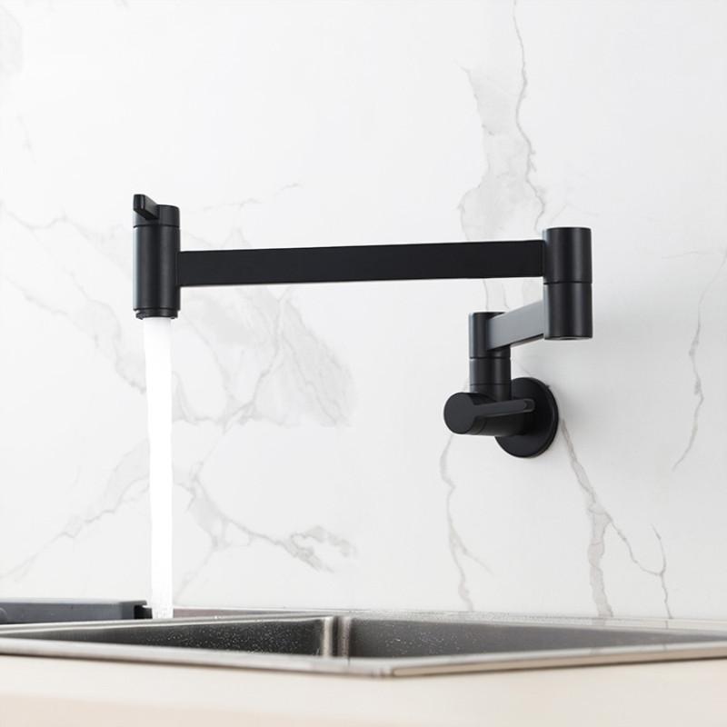 

Kitchen Faucet Wall Mounted Single Cold Brass Foldable Water Mixer Tap Brush gold Basin Water Sink Mixer crane Foldble чёрный