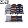 Zbzr Autumn New Women Clothes Western Style Stripe Contrast Color Versatile Casual Knitted Top Skirt-