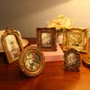 6/5Pcs Small Vintage Picture Frame Tabletop Display Photo Frame Gold Ornate Resin Relief Photo Frame Wall Hanging Home Decor