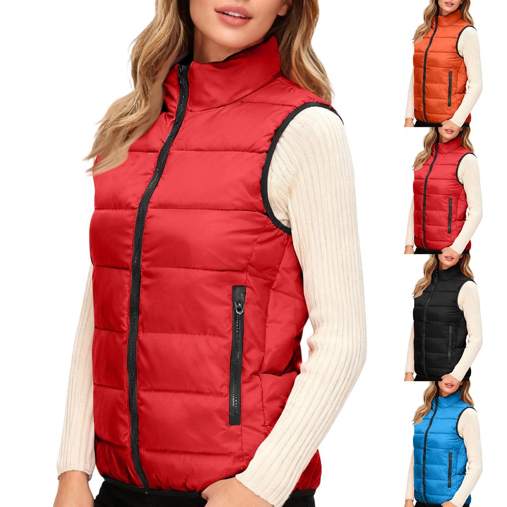 Women's Fashion Light Jacket Stand Collar Multicolor Zipper Button Coat