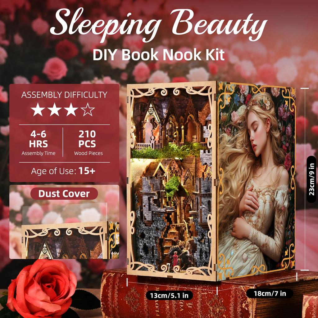 MiniCity DIY BookNook Kit Dollhouse Kit Miniature House Kit BookNook Suitable for and Birthday Collectible with LED Light - - - - Beginners,