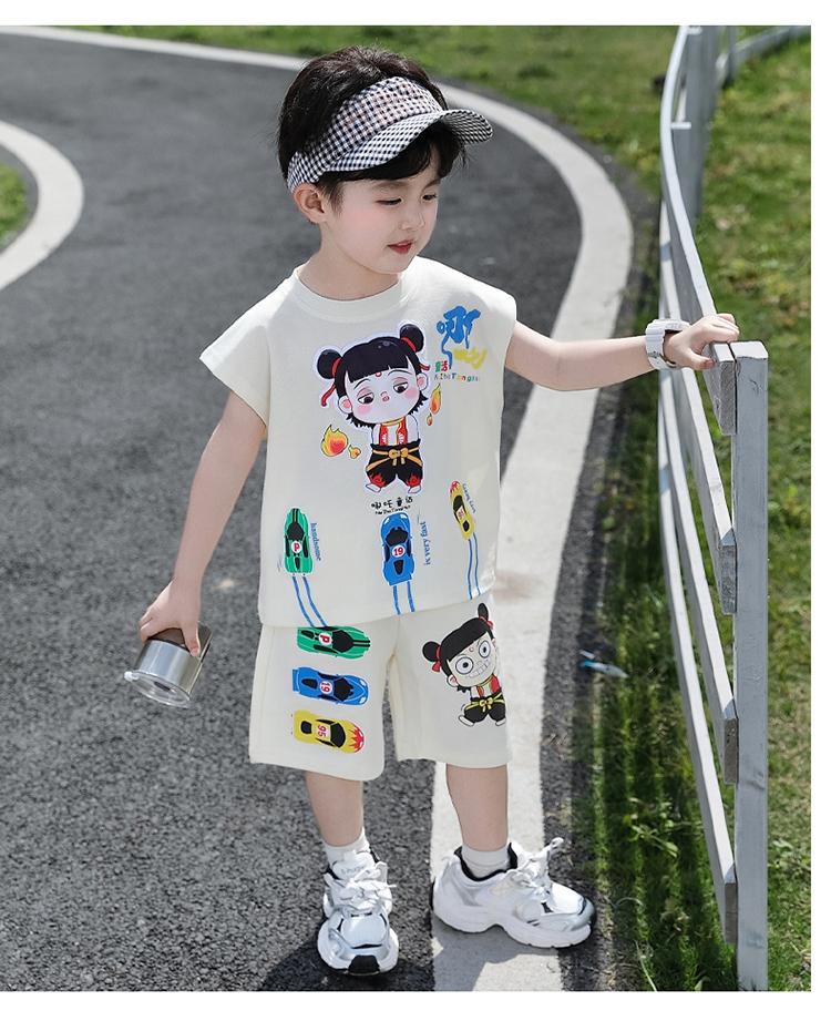 Nezha Clothing Boys' Set Summer 2025 New Western Style Baby Pi Handsome Clothes Summer Children's Tank Top Two Piece Set