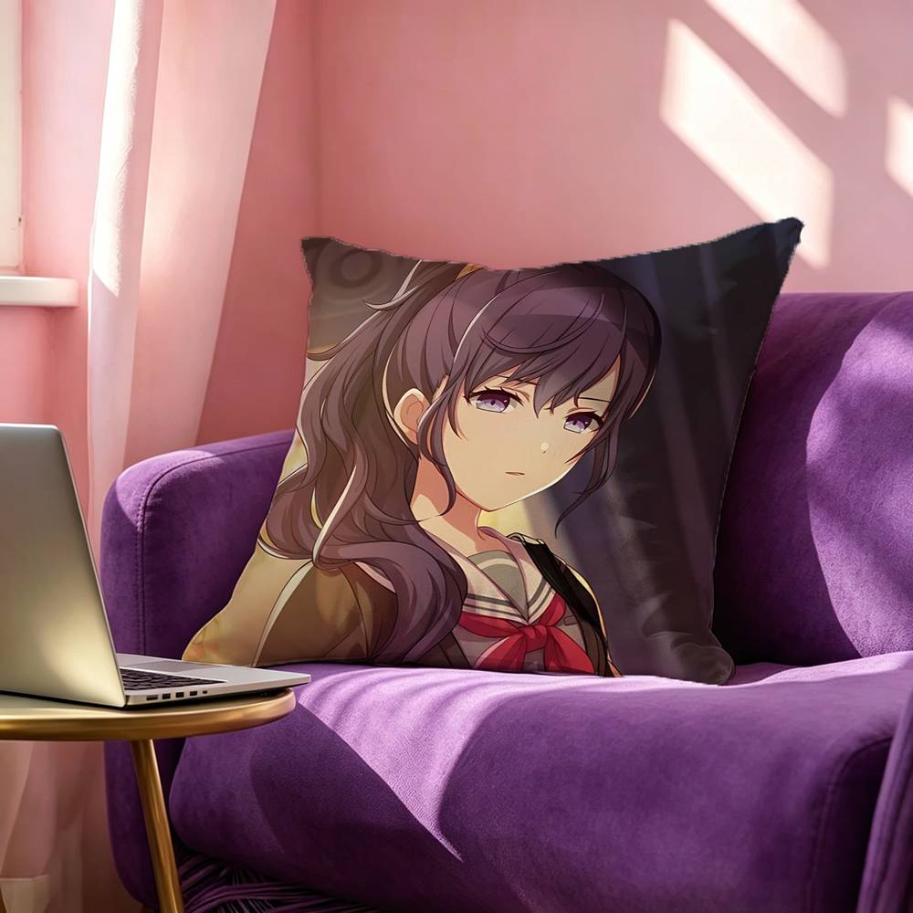 Anime Cartoon Game PProject SSekai Asahina Mafuyu Pillow Case Square DoubleSided Sofa Cushion Cover Bedroom Bedside Pillow