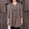 Vintage Leopard Printed Loose Shirt Female Clothing Casual 3/4 Sleeve Summer V-Neck Button Chic Spliced Commute Striped Blouse