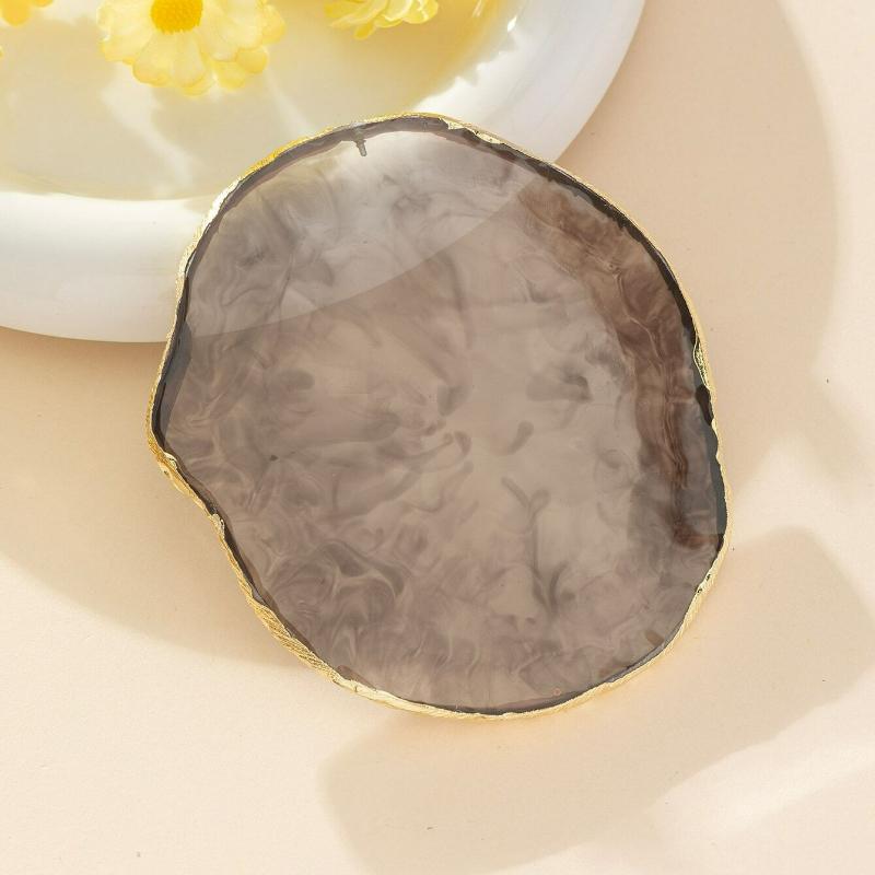 Resin White Nail Art Color Display Plate, Imitation Agate Design Golden Edge Paint Nail Polish Palette Display Board Nail Art Mixing Palette