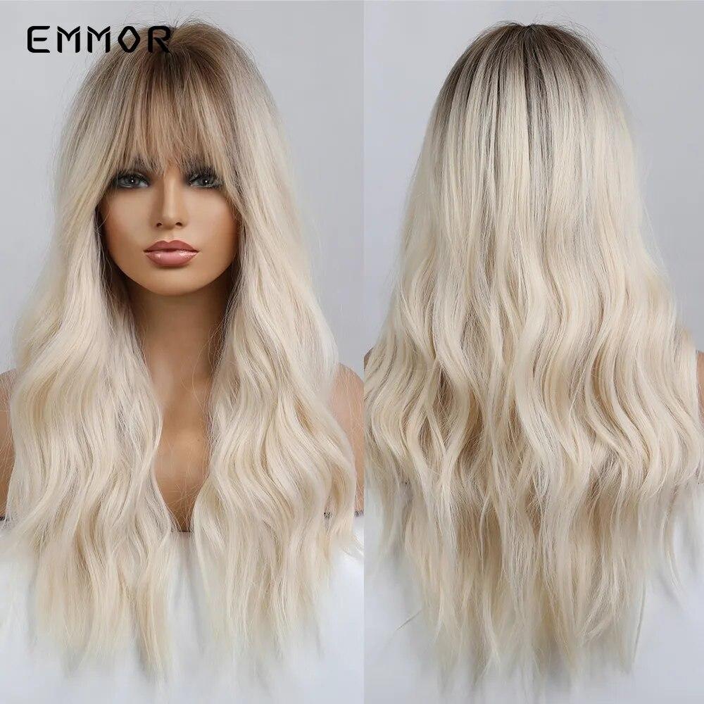 

ALAN EATON длинные натуральные черные синтетические парики с челкой Длинный волнистый парик для женщин Ежедневные свидания Косплей Ежедневное использование Высокотемпературное волокно