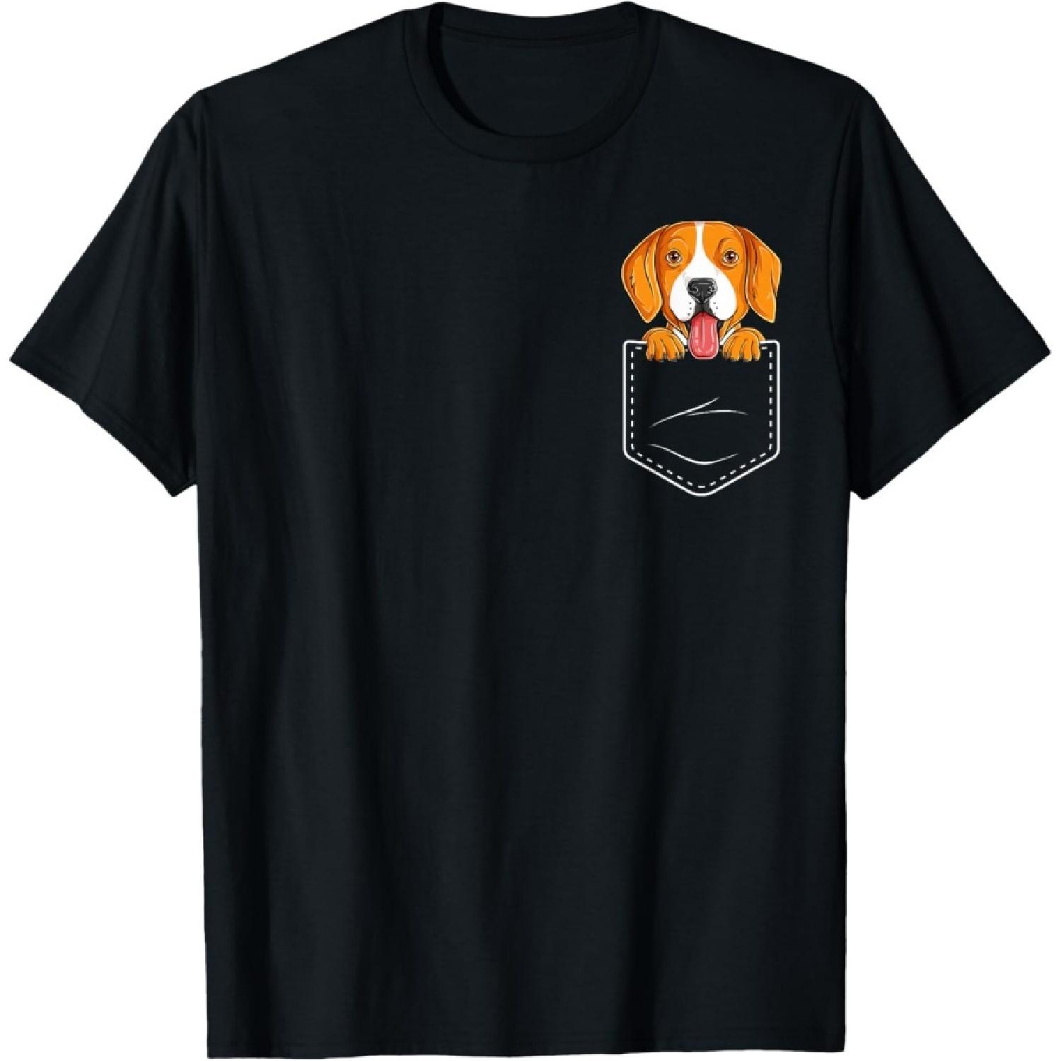 Beagle Dog In The Pocket Funny Beagle Lovers Men Women Kids T-Shirt S чёрный