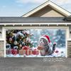 1 Piece, Winter Miracle Squirrel Santa Claus Designed Garage Flag, Snow Scenery with Gift Box