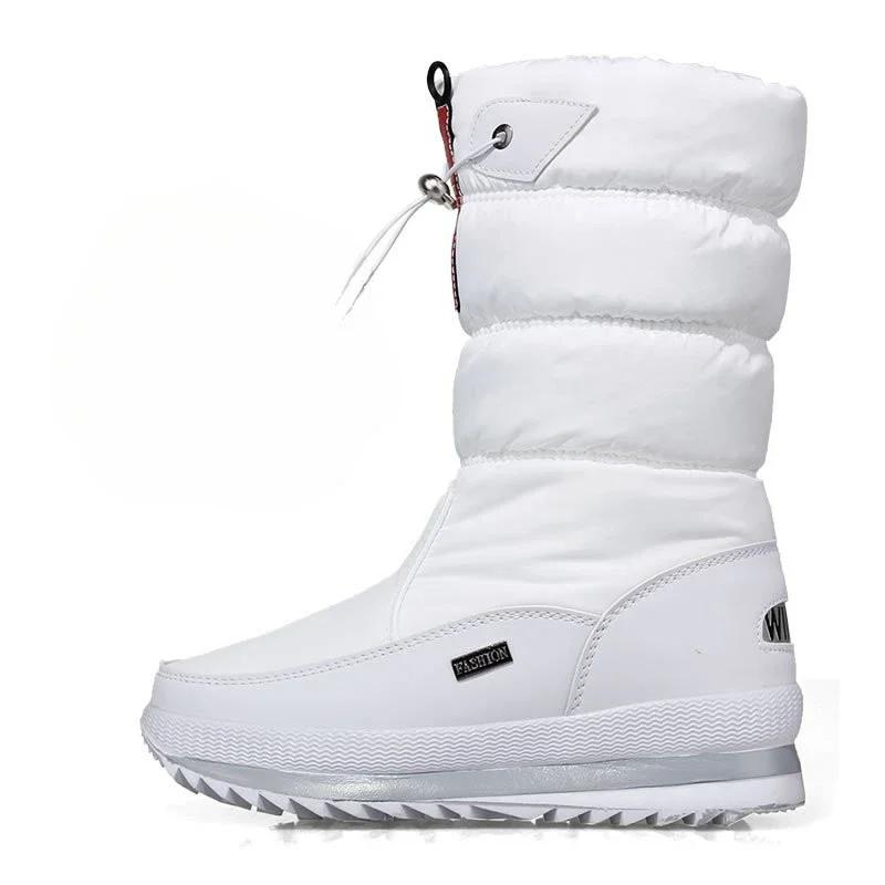 Winter Thick Women's Snow Boots Warm Plush Mid-calf Boots Non Slip Waterproof Platform Snow Boot Casual Female White Shoes