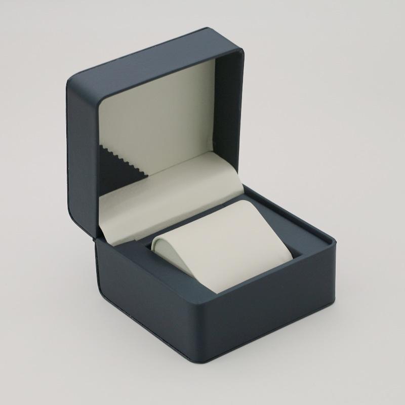 Rounded Corner PU Leather Single Watch Storage Box with Threaded Flip Cover