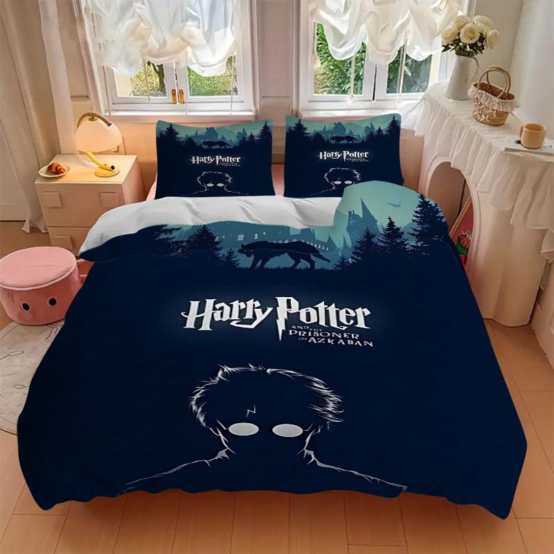 3pcs Harry Potter Prisoner of Azkaban Bedding Set, Soft Polyester Duvet Cover and Pillowcases Seasons all suitable, Design for Bedroom L1003091