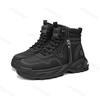 Fashion Men's Niche High Top Thick Soled Casual Short Boots 2025 Winter Fashion Trend Versatile Comfortable Non Slip Chunky Ankle Boots