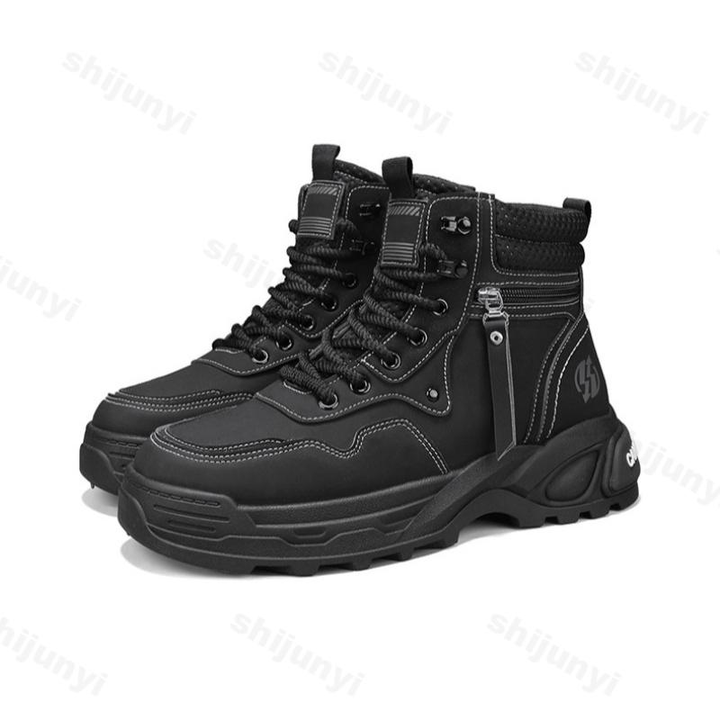 Fashion Men's Niche High Top Thick Soled Casual Short Boots 2025 Winter Fashion Trend Versatile Comfortable Non Slip Chunky Ankle Boots