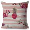 Tropical Flamingo Cushion Cover Hand Drawn Pineapple Butterfly Ice Cream Design Soft Square Pillow Home Decor xcm