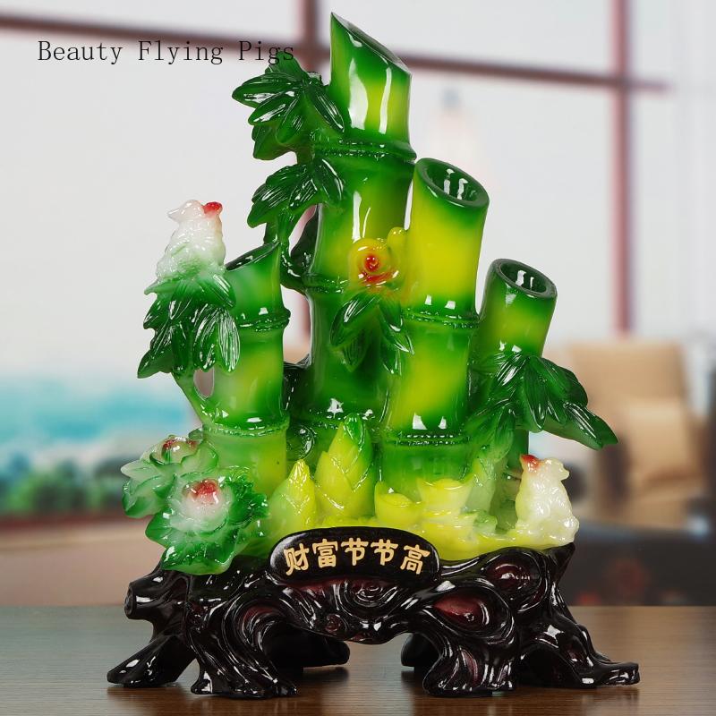 Chinese Creative Resin Jade and Bamboo Decorations for Home, Living Room, Wine Cabinet, Decoration, Store Opening Gifts