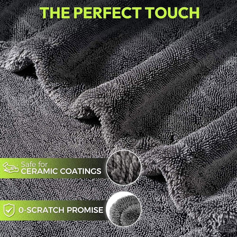 Serviette de séchage professionnelle en microfibre 1400GSM pour le detailing automobile. Extra Large, Ultra Épais, & Extrêmement Absorbant pour SUV, Camion