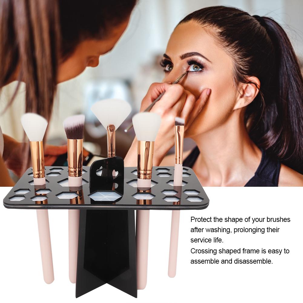 

Black 26 Hole Makeup Brush Air Drying Brush Holder Cosmetic Brush Drying Rack