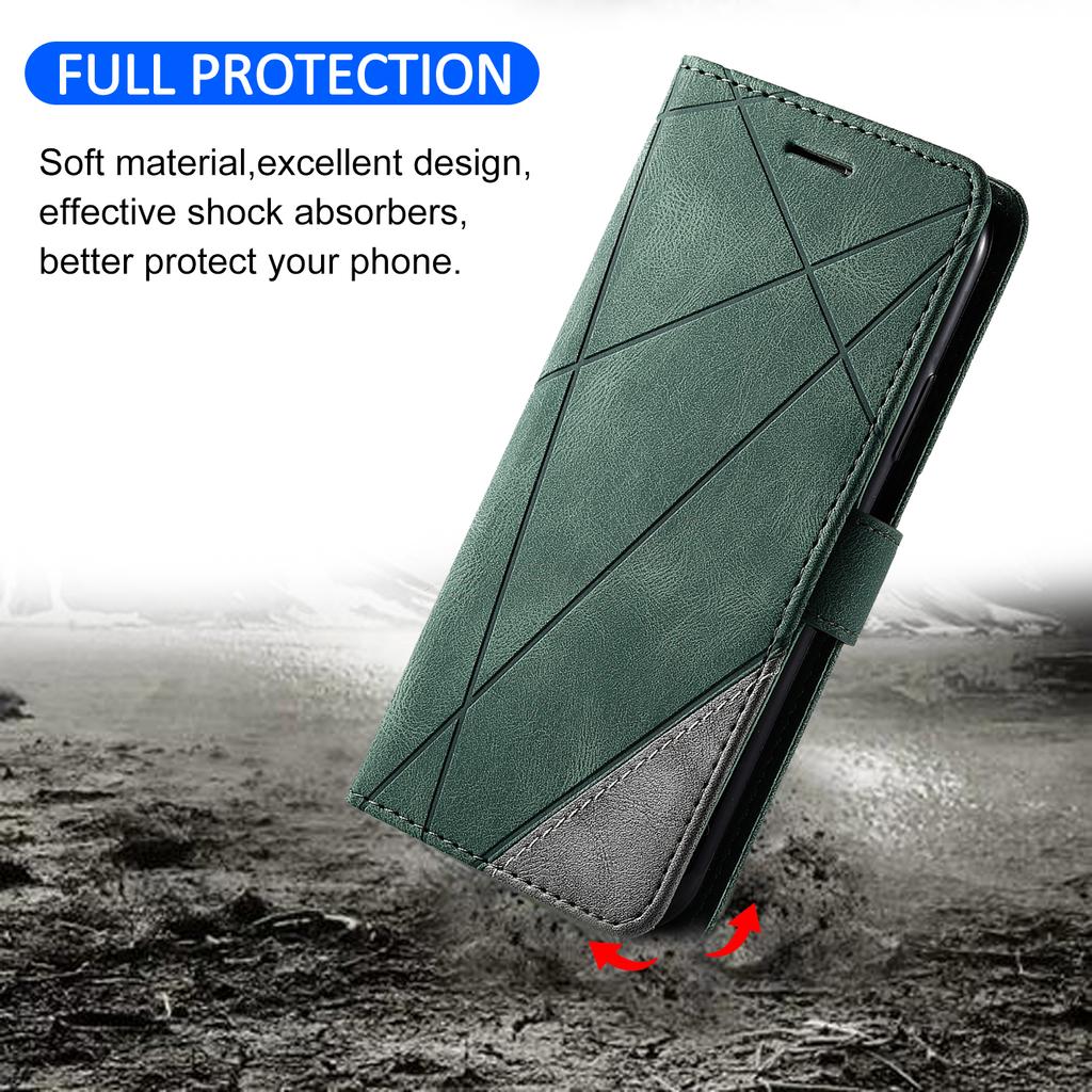 For Samsung Galaxy A06 4G Case Imprinted Lines PU Leather Splicing Wallet Phone Cover
