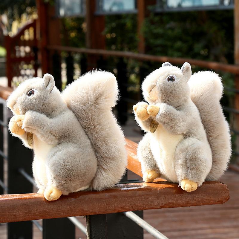 Cute Simulation Squirrel Doll Plush Toy Zoo Hamster Doll Children Sleep Soothing Pillow Rag Doll
