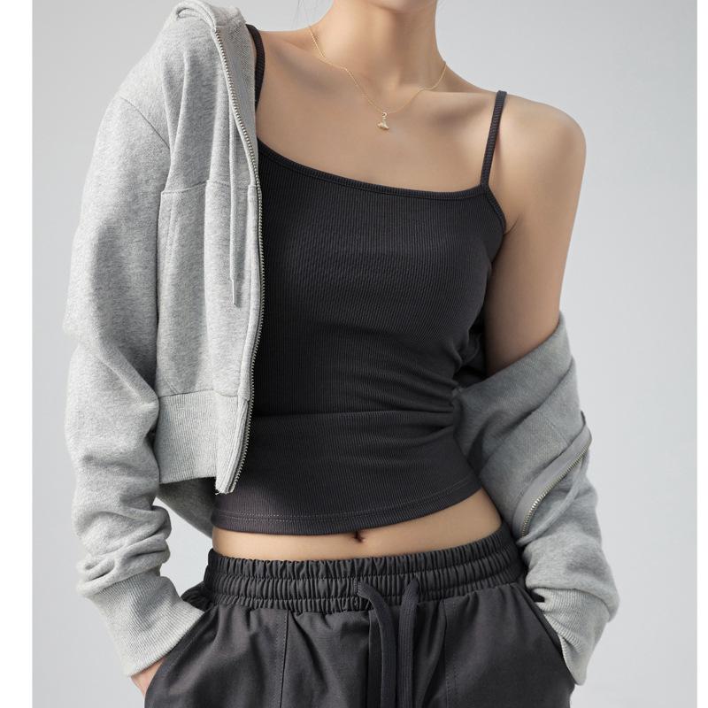 Summer Basic Tanks Spaghetti Strap Camis Solid Stretch Tops for Women Sleeveless Slim Fit Basic Solid Knitted Camisole