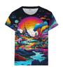 New Cool Graffiti 3D Printed T-shirt Hip-hop Chroma Round Neck Short-sleeved Street Painting Fashion Men's Women's Tops Clothing