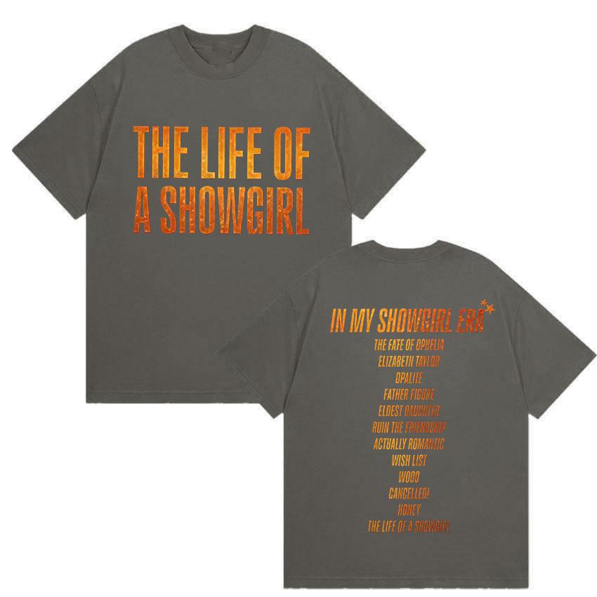 

The Life of A Showgirl Album 2025 Print T Shirt Men Women Vintage Oversized Cotton T-shirts Y2k Harajuku O-Neck Clothing T-shirt 4XL