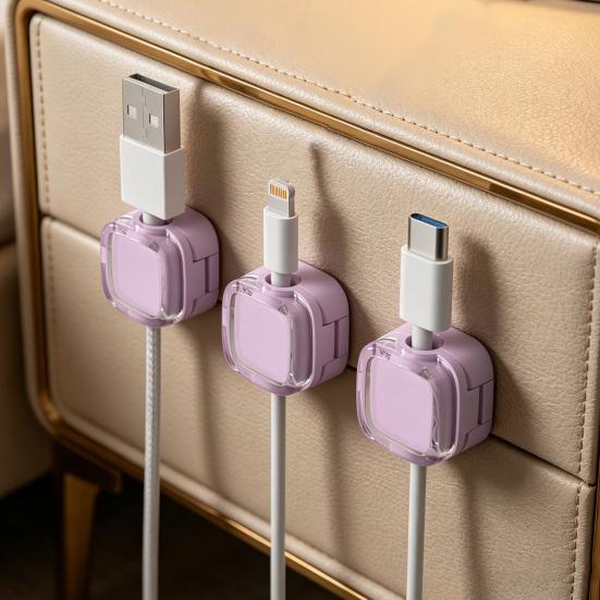 3/6Pcs Magnetic Cord Holder Adhesive Home Office Nightstand Desk Cable Organizer Wire Management Clip Phone Charging Cord Keeper