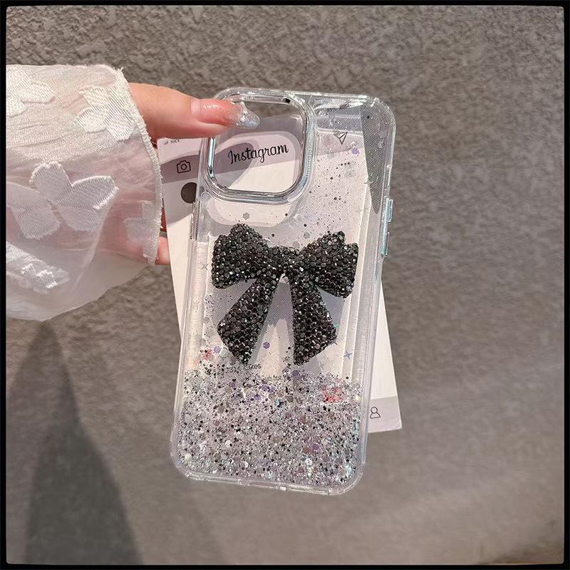 Brokatowa cekinowa motylkowa przezroczysta klejowa obudowa na telefon dla Apple 17 model damski dla iPhone 16 lekki luksus 15 moda damska