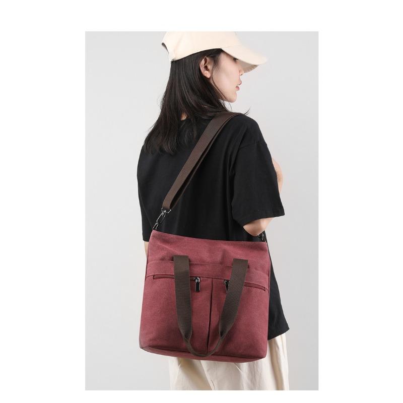 Bolsa de Ombro Único Bolsa Feminina Tendência Simples Moda Versão Coreana Grande Capacidade Mão Transversal Lona