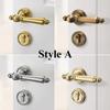 Indoor Door Lock, Bedroom Wooden Door Lock, Shiny Silver Split Retro Set, Gold Silent Handle Lock