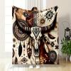 Bohemian Cow Skull Blanket Bedroom Blanket for Livingroom Couch Lunch Break Soft Throw for Friend's Festival Gift