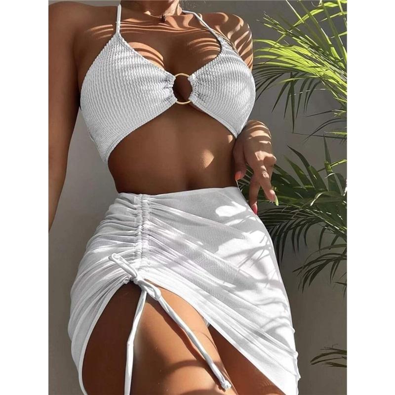 Womens Sexy Multicolor Bikini Swimsuit With Skirt Trendy European Style Stylish Swimwear For Beach Pool Summer
