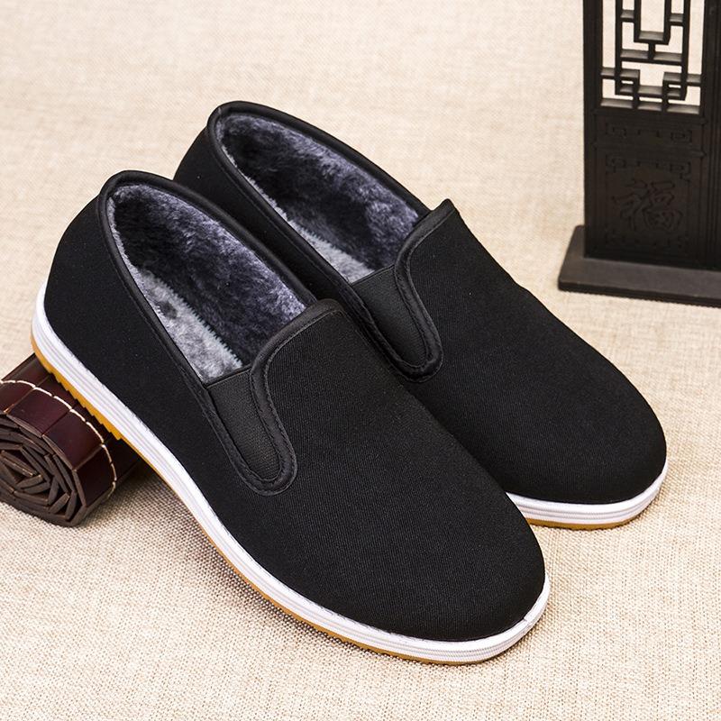 Autumn and winter old Beijing cloth shoes piled and thickened cotton shoes men's work driving warm middle-aged non-slip men's shoes