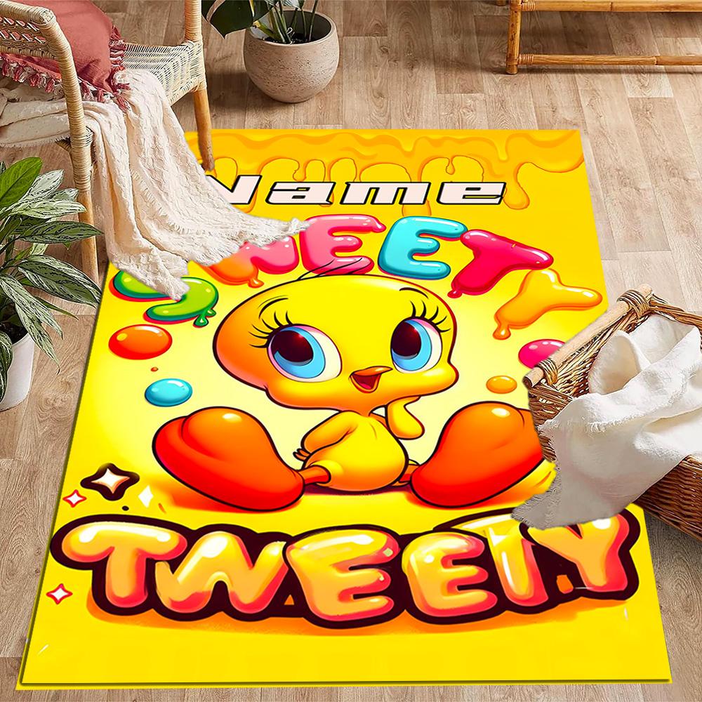 Looney Sweet Tweet Adventure Customizable Name Floor Rug Office Rug Perfect for Playrooms Outdoor Living Rooms Dormitory Antislip Carpet Decorate Offi