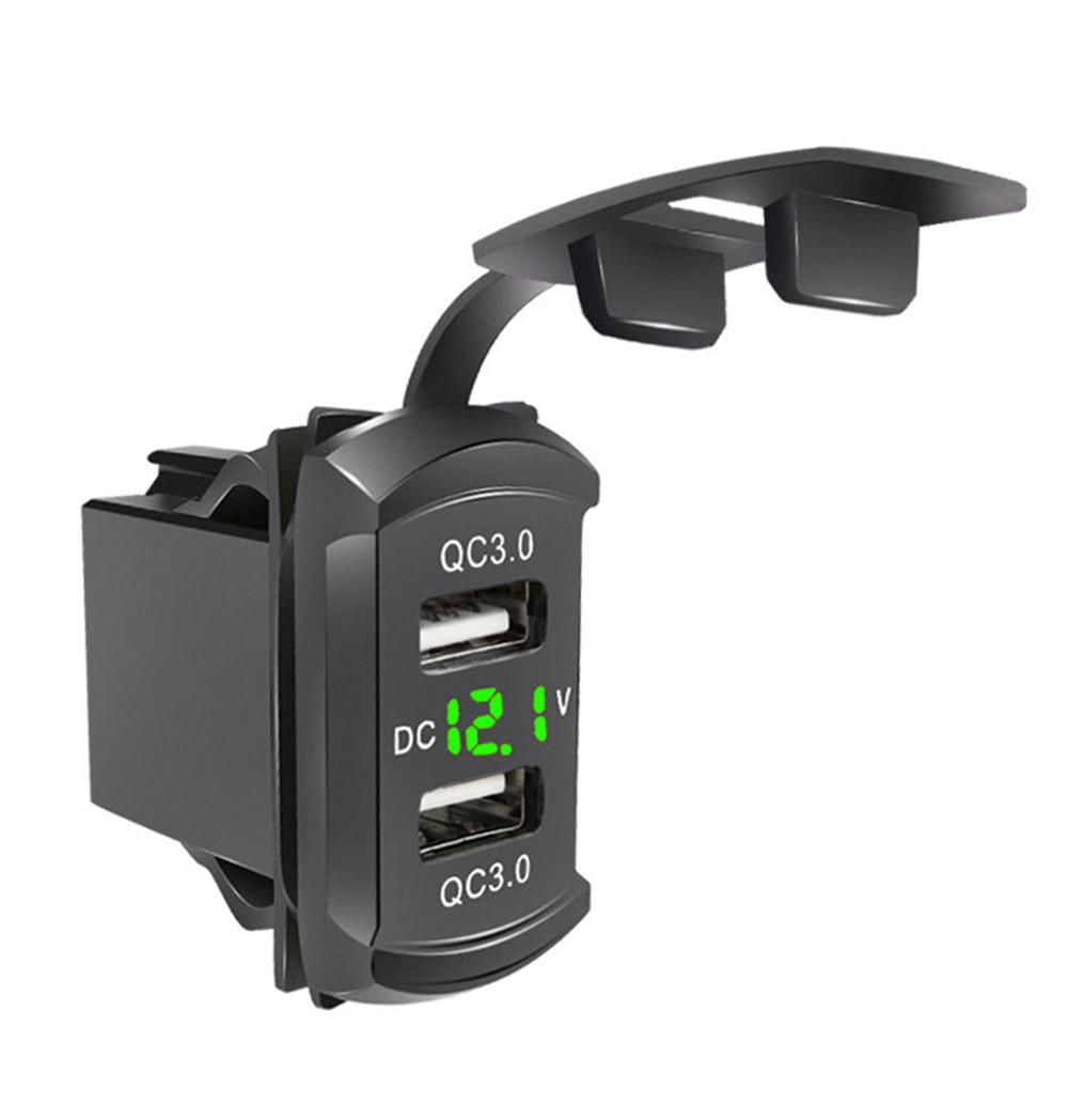 

Универсальное автомобильное зарядное устройство 12/24 В, два USB-порта с дисплеем напряжения, водонепроницаемые порты, автомобильное зарядное устройство для телефона, адаптер для iPhone, Xiaomi, Huawei