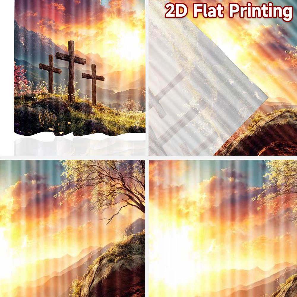 2D flat Photography Backdrop Scene Backdrop Easter Sunrise Resurrection 100% Polyester Family Party for Suitable for indoor
